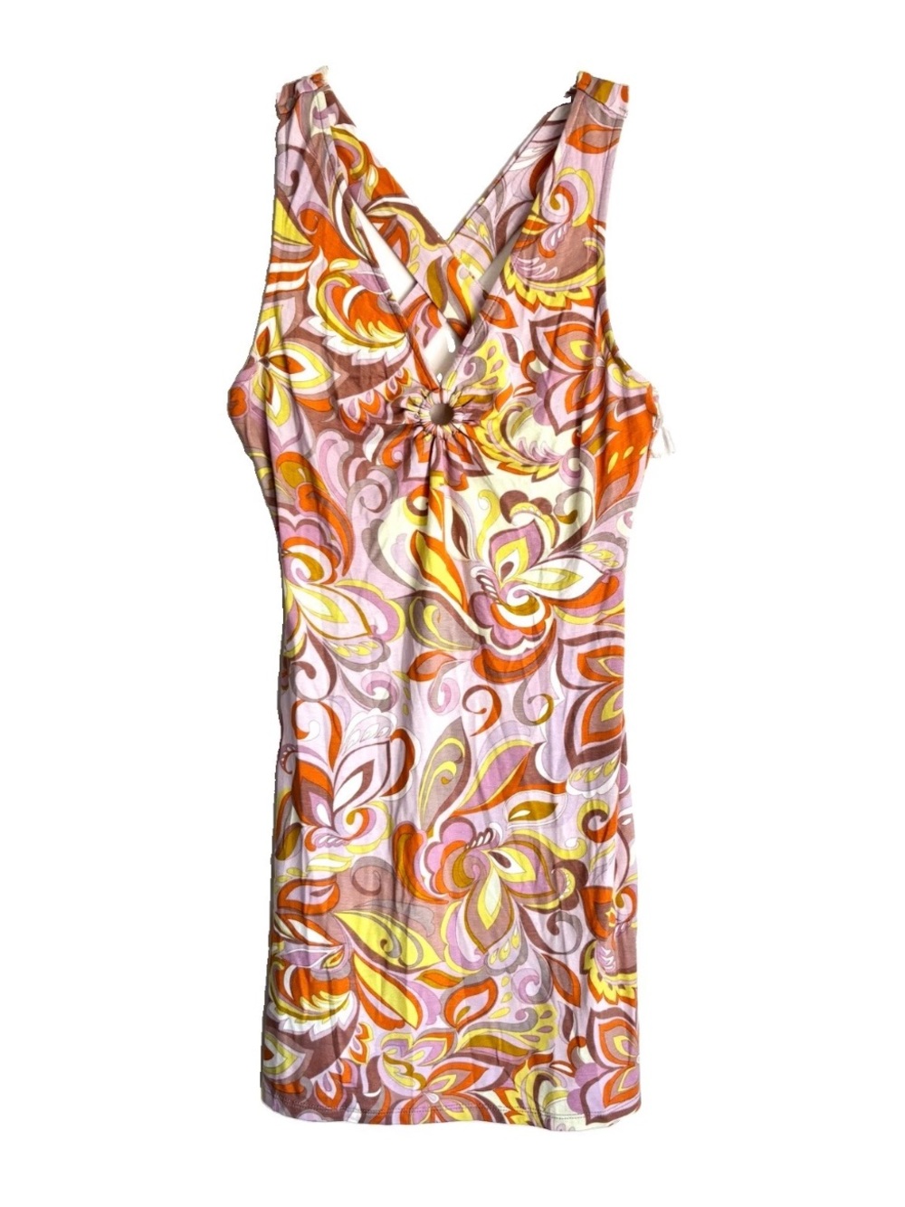 Le Lis Floral Sleeveless Mini Dress w Criss Cross Back-Size: L